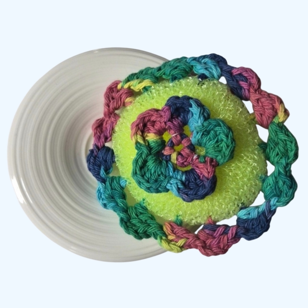 Kitchen Spring Flower Nylon Scrubby With Sink Ceramic Storage Plate Holder-OS